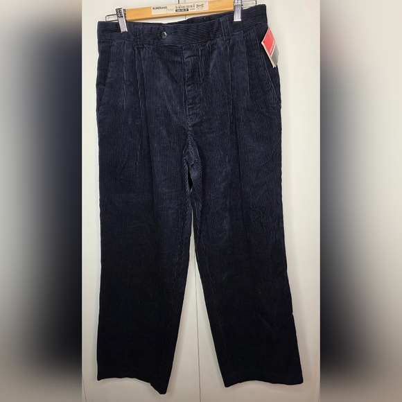 Pierre Cardin Pleated Dark Blue  Corduroy Pants. 32/36 100% Cotton - Picture 1 of 13